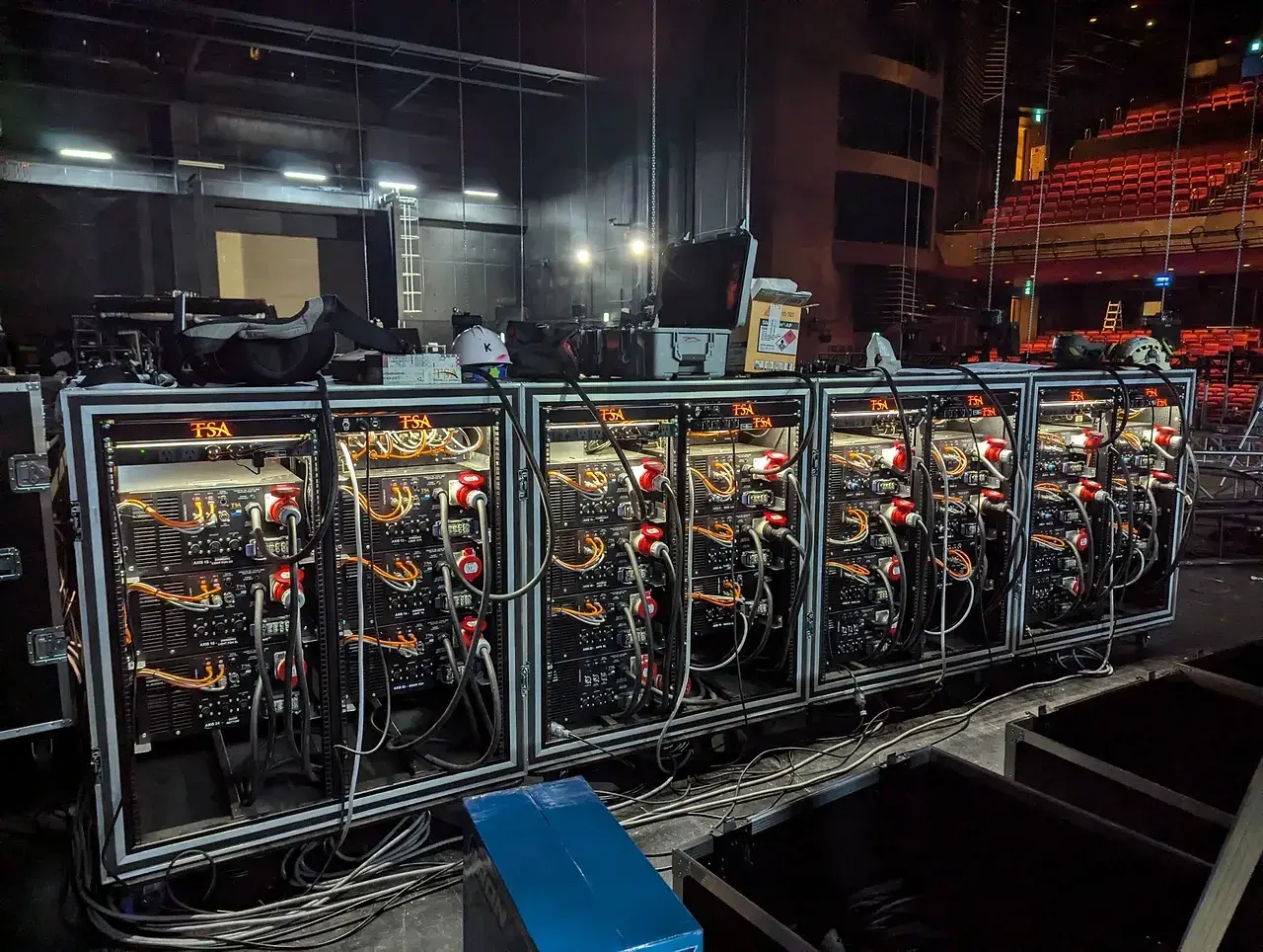 Control racks engineered into a venue plant room