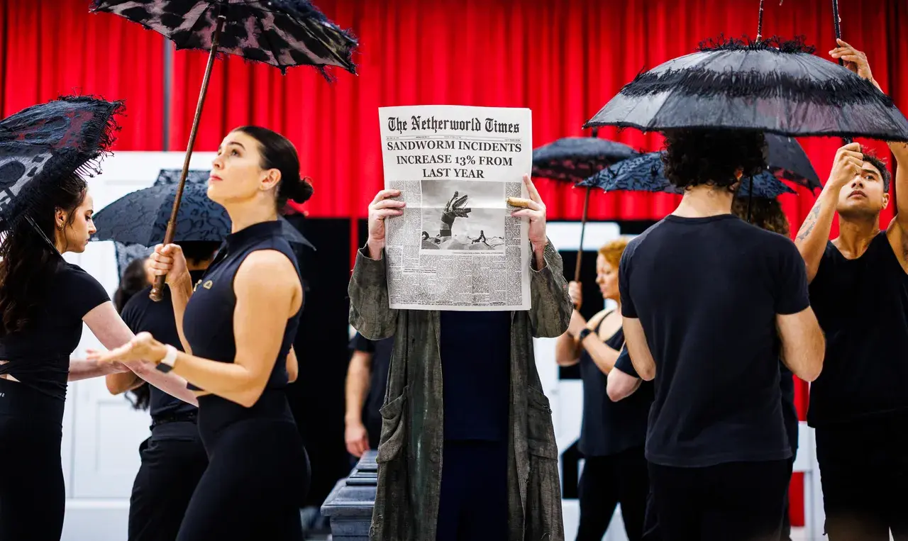 Beetlejuice The Musical rehearsal on stage (photo by Aaron Francis)