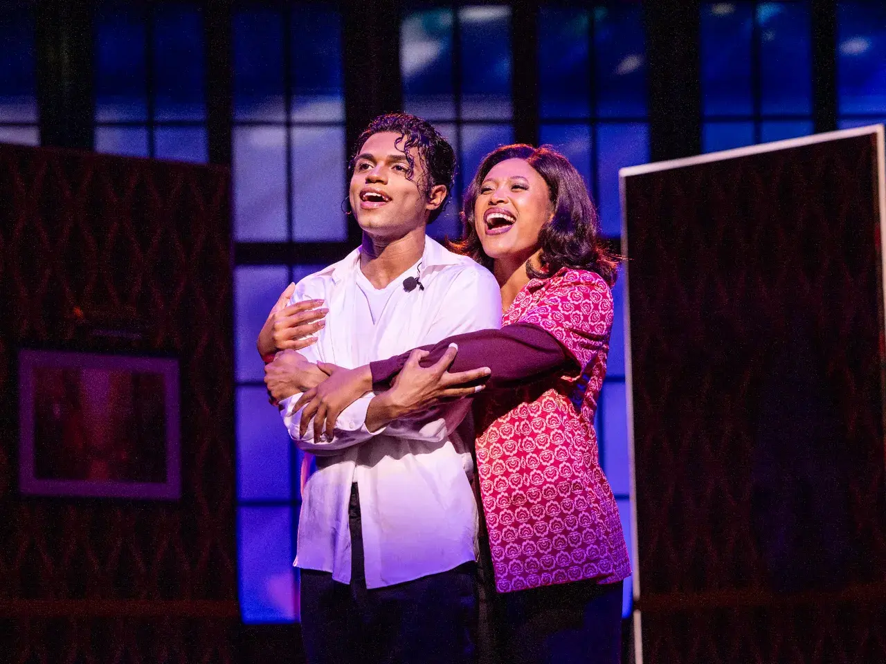 MJ The Musical Australian cast in a quieter two-hander scene. Photo by Daniel Boud.