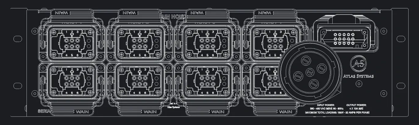 Atlas Pro PCHC-08-04 rear panel technical drawing
